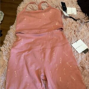 Beyond Yoga SET Pink Champagne Print Size S/M